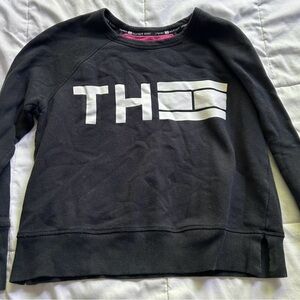 Black Sweatshirt with White Tommy Hilfiger Logo